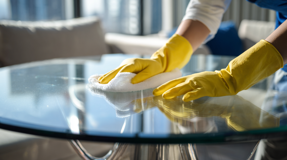 Mi Casa Cleaning Solutions  Mi Casa Cleaning Solutions Professional Cleaner In Gloves And Apron Polishin 45b4d372 324c 481c 893e 4b55c1bf361a