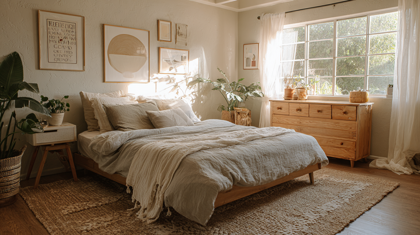 Mi Casa Cleaning Solutions  Davidv. 56221 Airbnb Bedroom Featuring Linen Bedding Jute Rug 837e5864 0335 4452 9d4b 00b616d27fbd 3