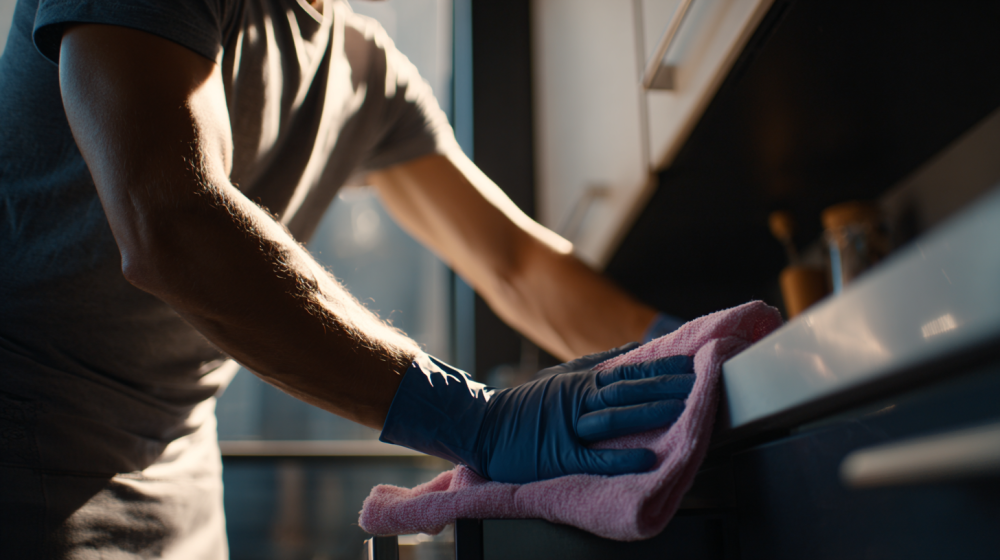 Mi Casa Cleaning Solutions  Davidv. 56221 Cleaner Scrubbing Behind A Pulled Out Fridge In D1480f6b 37bf 46b8 B0ce F7f63a7e225a 2