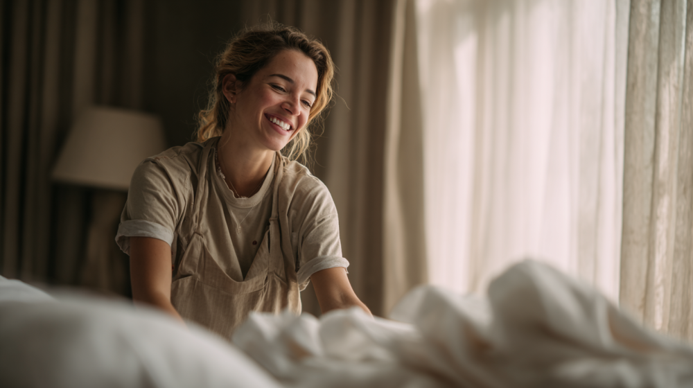 Mi Casa Cleaning Solutions  Davidv. 56221 Smiling Guest Running Their Hand Across Freshly 8aa88473 0b55 4fa0 B2ab 1c16158d5d3d 0